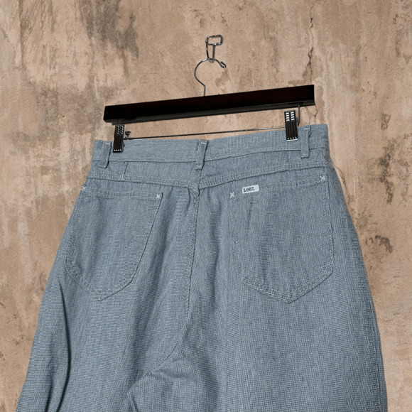 Vintage Lee MR Casual Pants Baggy Fit Tapered Ankle Blue White Made in USA 90s - Picture 1 of 6